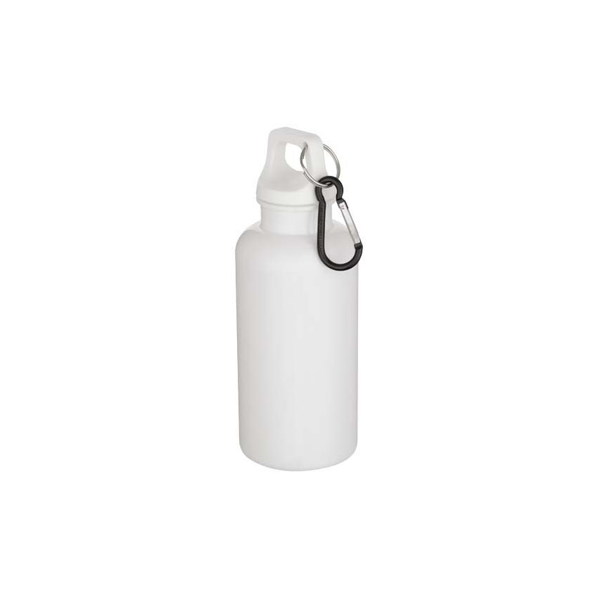Garrafa de agua de plástico reciclado RCS Oregon 400 ml, color sólido, con mosquetón