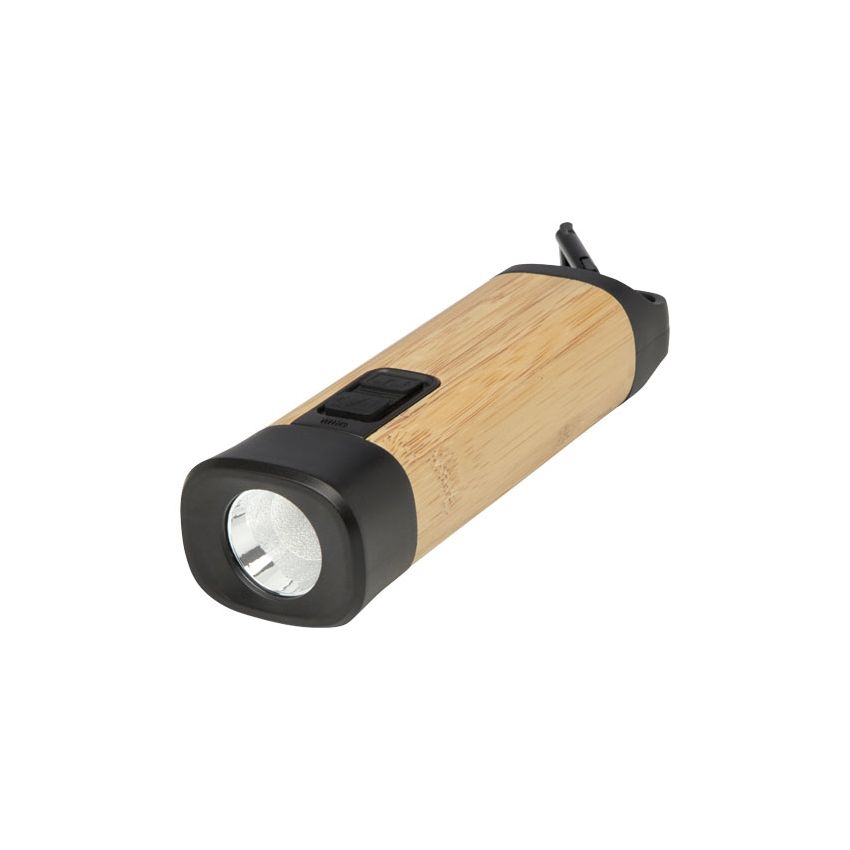 Linterna de plástico reciclado de bambú/RCS con mosquetón 