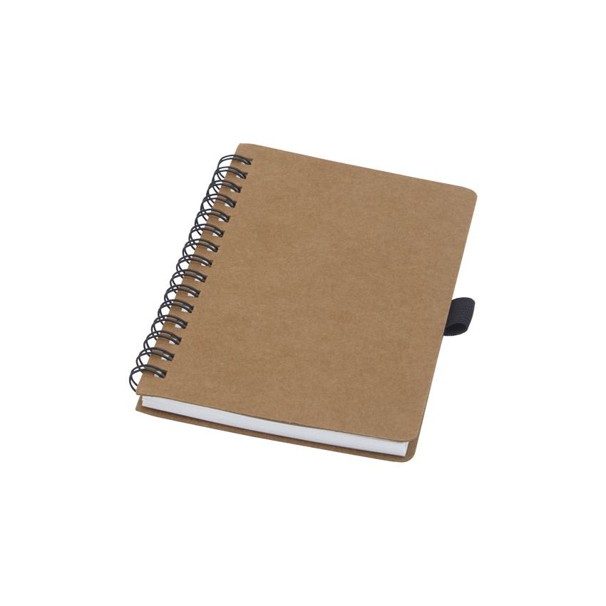 Caderno de argolas A6 em cartão reciclado com papel de pedra 