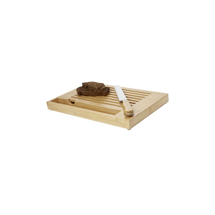 Tabla de cortar de bambú con cuchillo 
