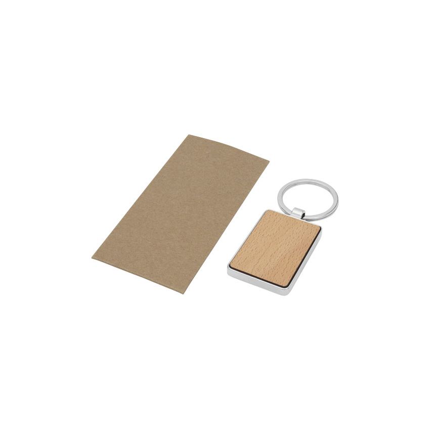 Llavero rectangular de madera de haya 