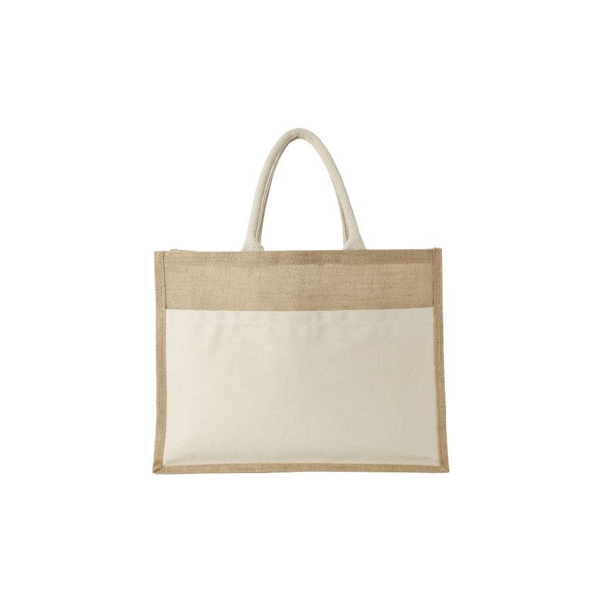 Bolsa tote de yute con bolsillo 