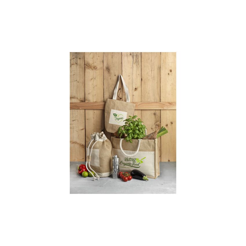 Bolsa tote de yute con bolsillo 