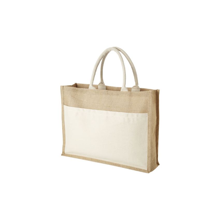 Bolsa tote de yute con bolsillo 