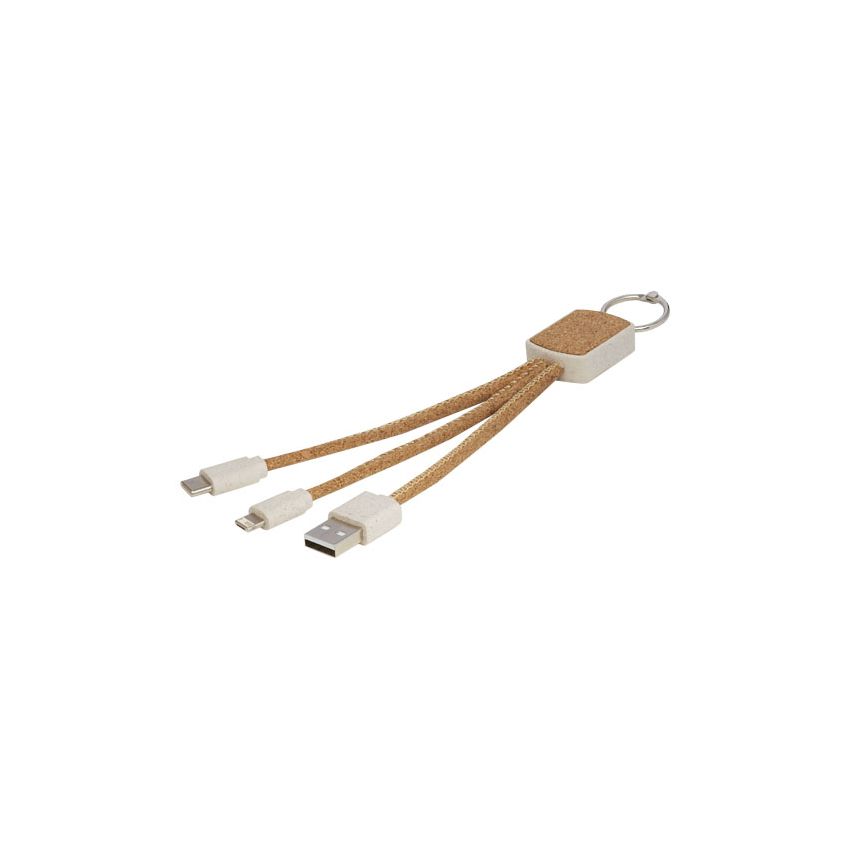 Wheat straw and cork 3-in-1 charging cable 
