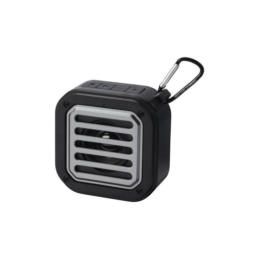 Altavoz Bluetooth® solar de 3 W IPX5 de plástico reciclado RCS con mosquetón 