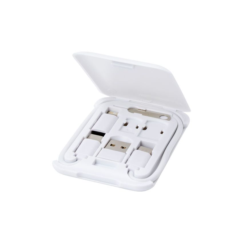 Cable de carga modular de plástico reciclado con soporte para smartphone 