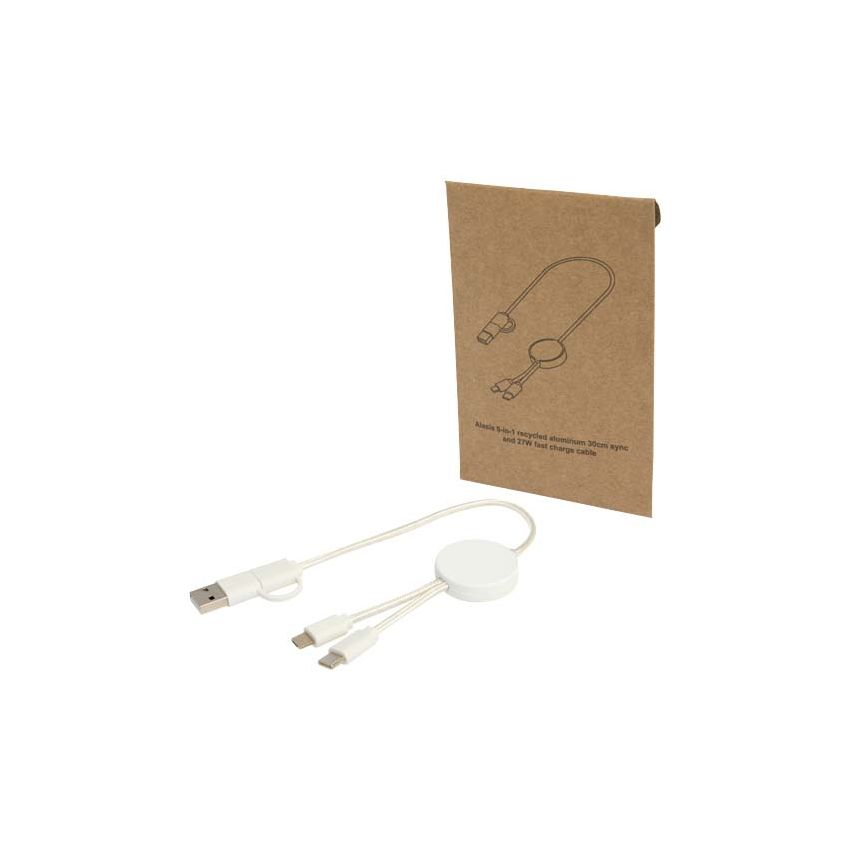 Cable de sincronización de datos y carga rápida de 27 W de 30 cm de plástico reciclado 5 en 1