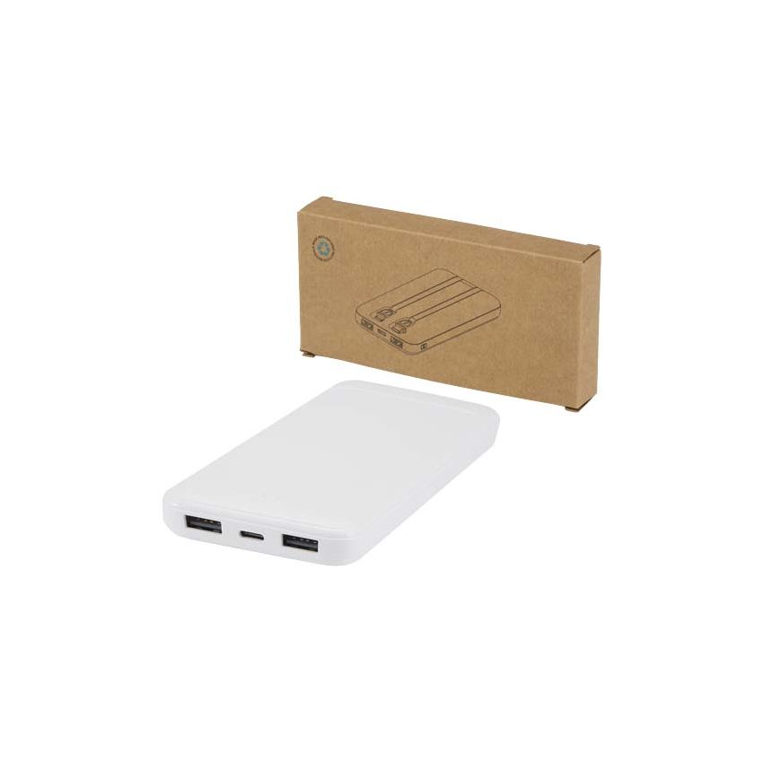 Powerbank de plástico reciclado de 10.000 mAh y 10 W con 2 cables integrados