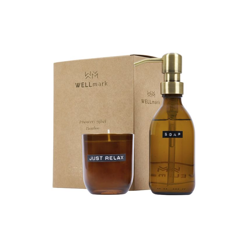 Set de jaboneras y velas perfumadas Wellmark Discovery de 200 ml y 150 g - fragancia de bambú