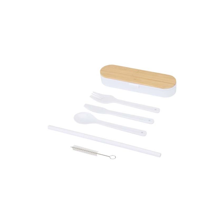 Set de cubiertos con tapa de bambú 