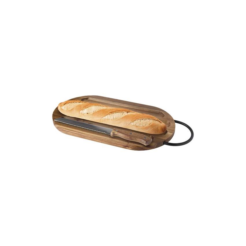Tabla de cocina de madera de acacia con cuchillo de pan 