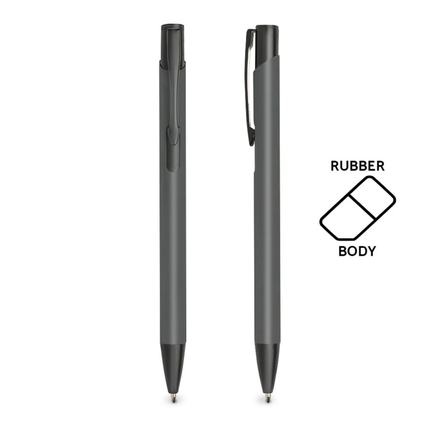 Aluru Bolígrafo de aluminio, con acabado de goma