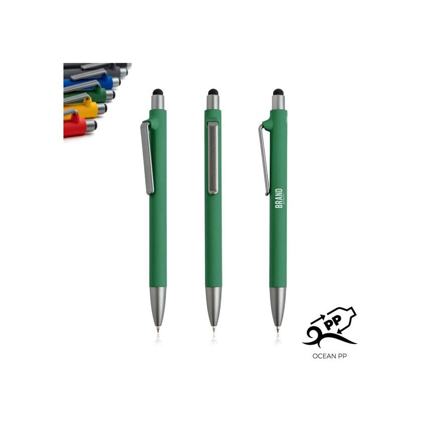 Bolígrafo Soft RPP de PP de los océanos, tacto de goma