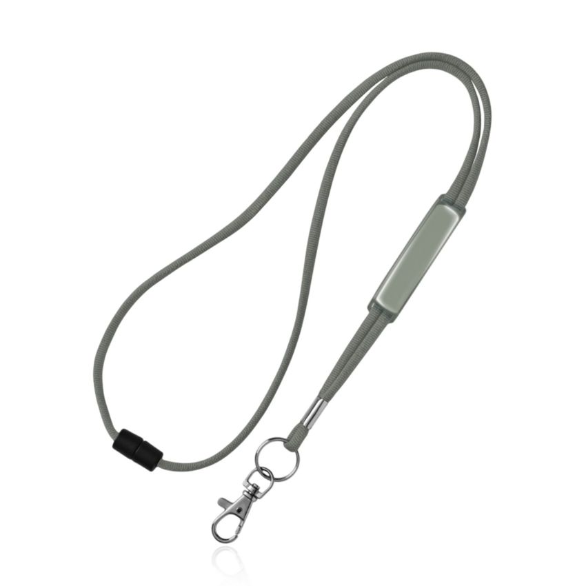 Cordón tubular de poliéster con ajuste de PVC, cierre de seguridad y mosquetón