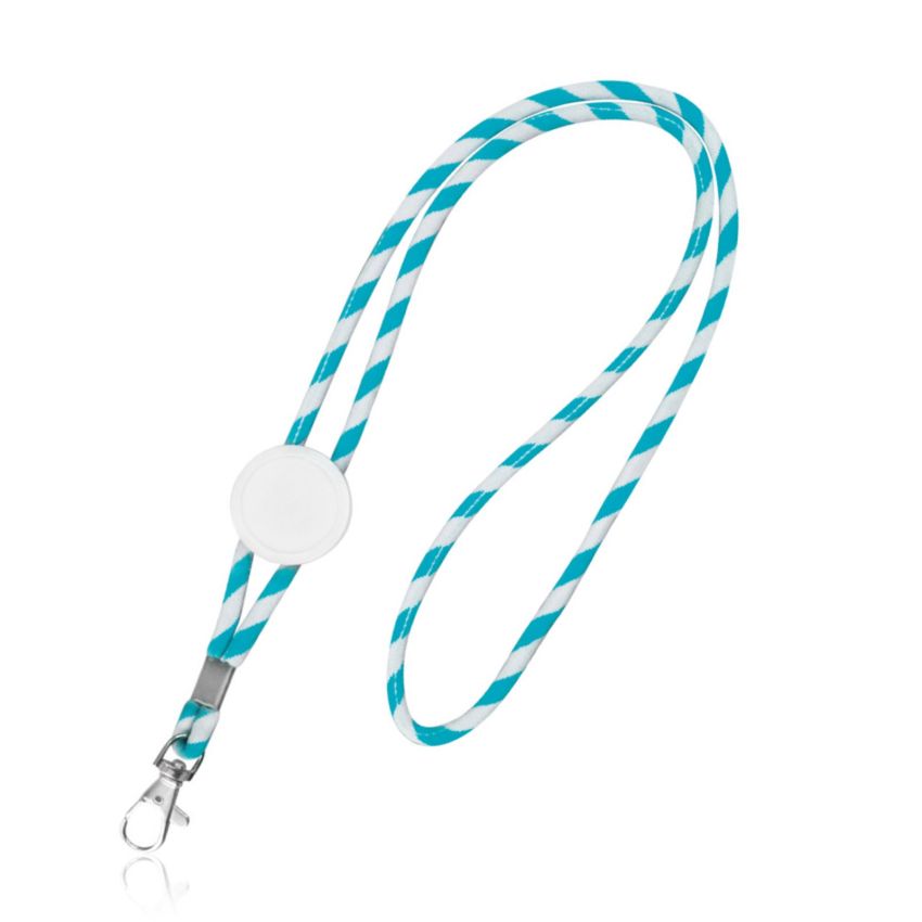 Lanyard tubular de terylene con ajuste y mosquetón