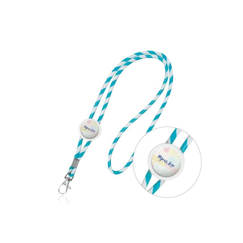 Lanyard tubular de terylene con ajuste y mosquetón