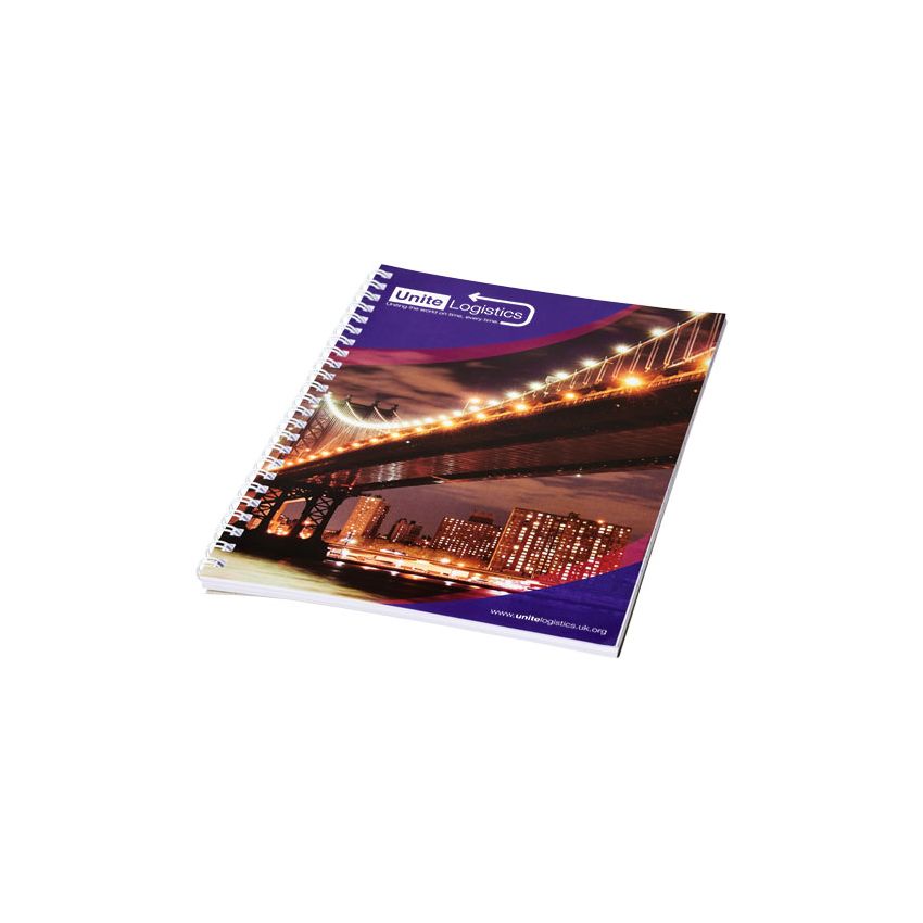 Bloc de notas A4 con espiral y contraportada impresa 