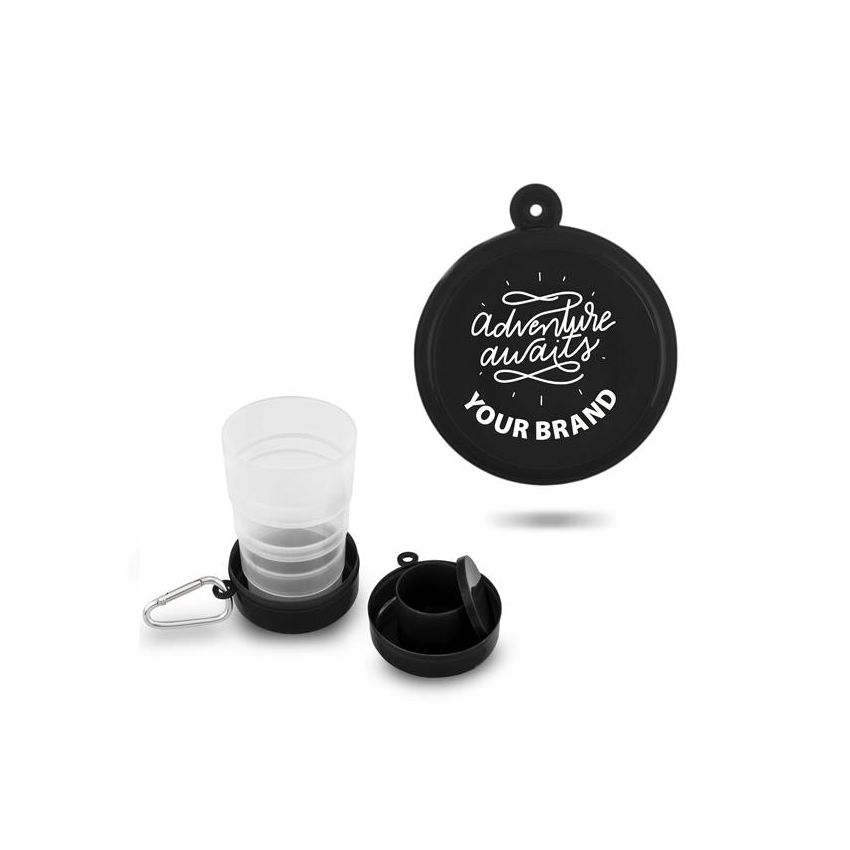Foldcup Vaso retráctil 200 ml, con mosquetón y compartimento para pastillas