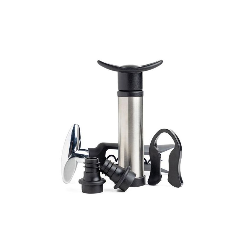 Winelux Set de vino con bomba y tapones de vacío, sacacorchos y cortador