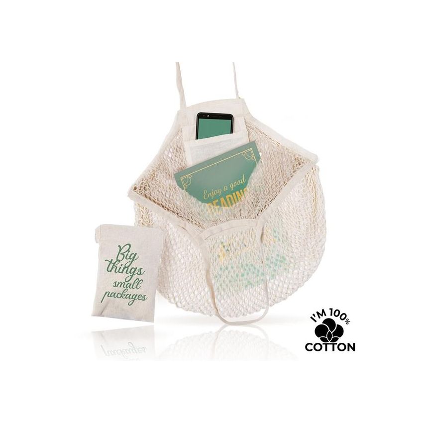 NetFoldable Saco de red con asas 100% algodón, plegable