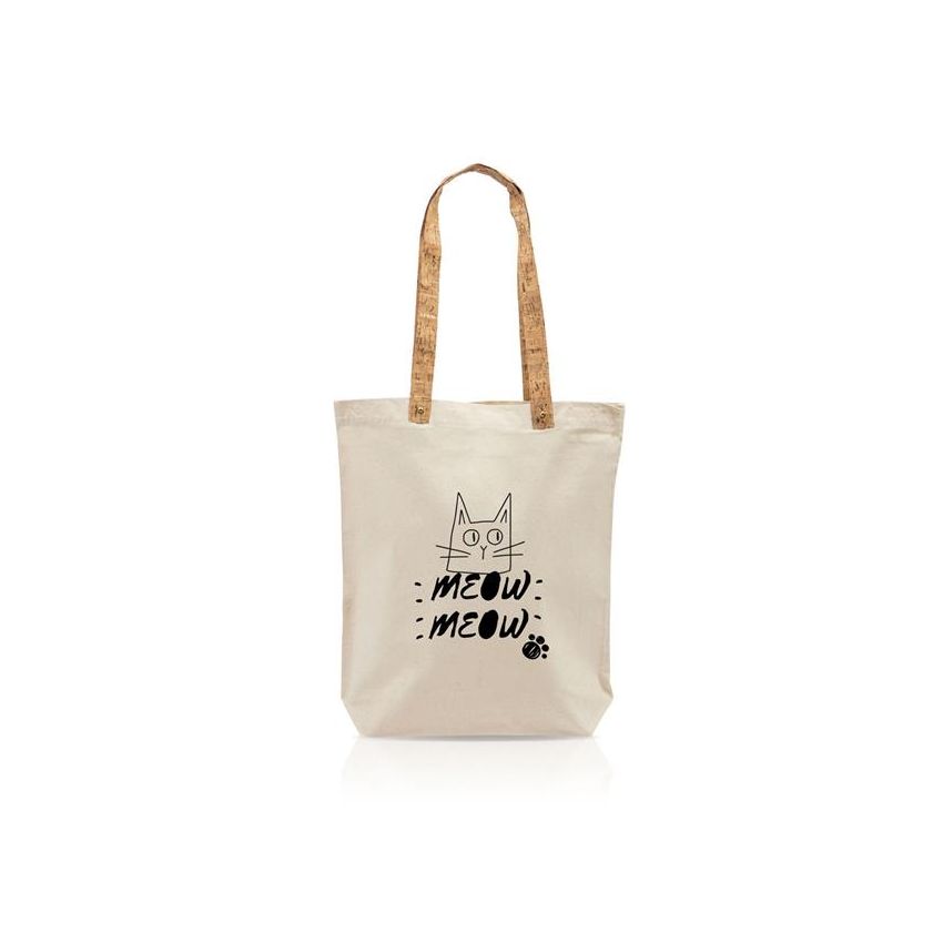 Natcork Bolsa de algodón con asas de corcho