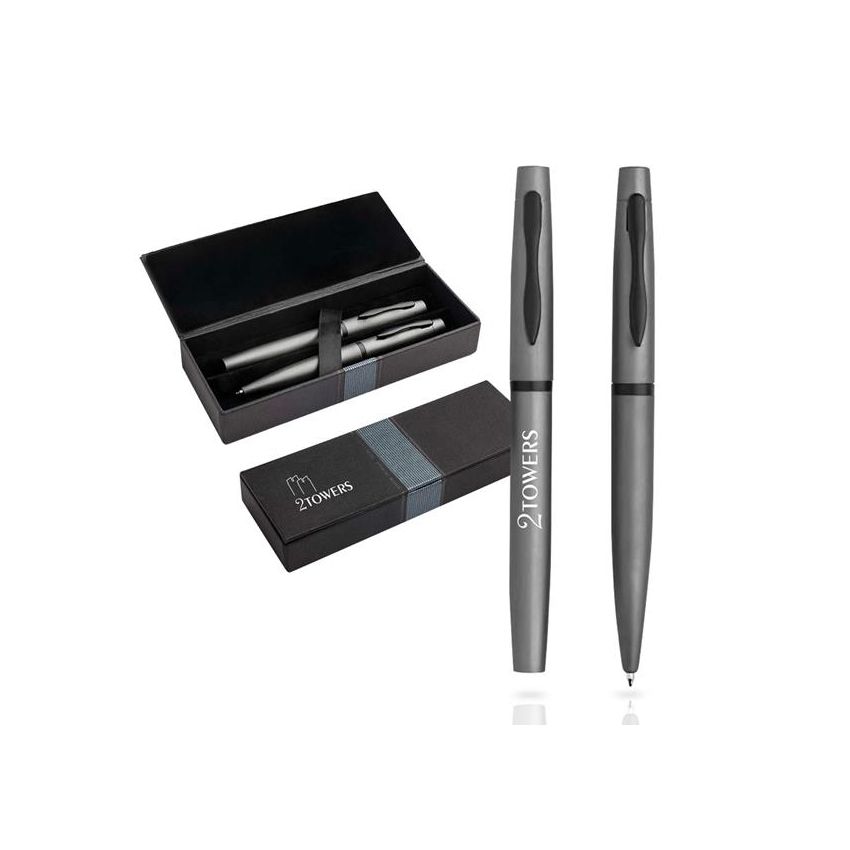 Conjunto Mety de bolígrafo y roller de metal, estuche de regalo
