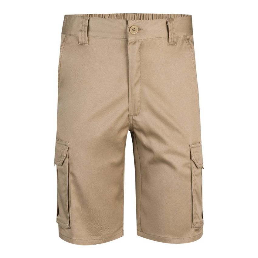 VL HEBE Bermudas elásticas multibolsillos (240g/m²), en algodón (46%), EMF (38%) y poliéster (16%).