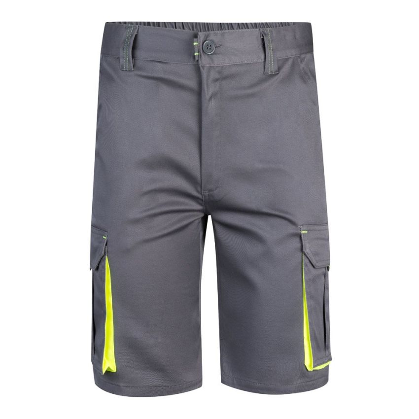 VL HEMERA Bermudas elásticas bicolor multibolsillos (240g/m²), en algodón (46%), EME (38%) y poliéster (16%).