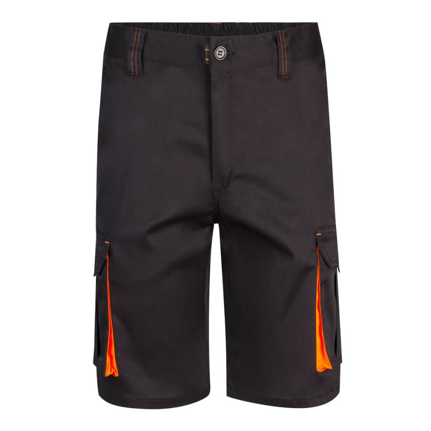 VL HEMERA Bermudas elásticas bicolor multibolsillos (240g/m²), en algodón (46%), EME (38%) y poliéster (16%).