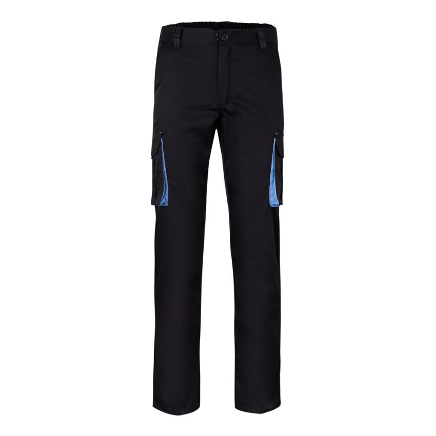 VL FIDES Pantalones elásticos bicolor multibolsillos (240g/m²), en algodón (46%), EME (38%) y poliéster (16%).