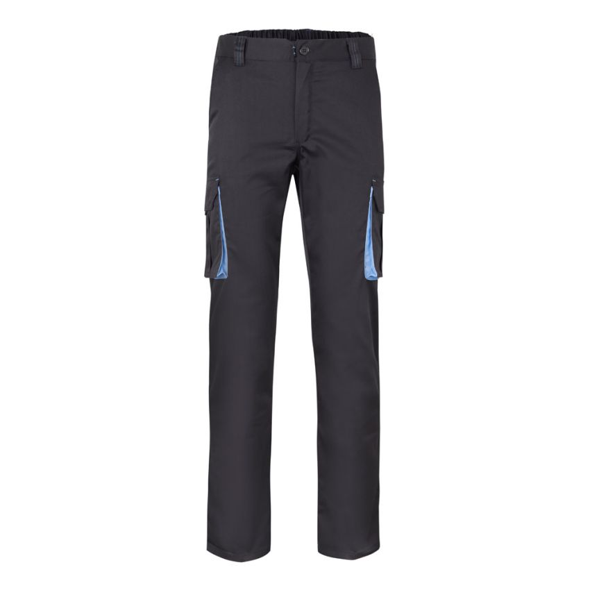 VL FIDES Pantalones elásticos bicolor multibolsillos (240g/m²), en algodón (46%), EME (38%) y poliéster (16%).