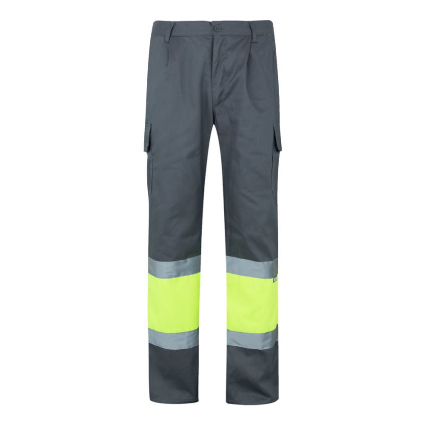 VL ATHENA Pantalones bicolor en sarga (210g/m²), forrados, multibolsillos, de algodón (20%) y poliéster (80%).