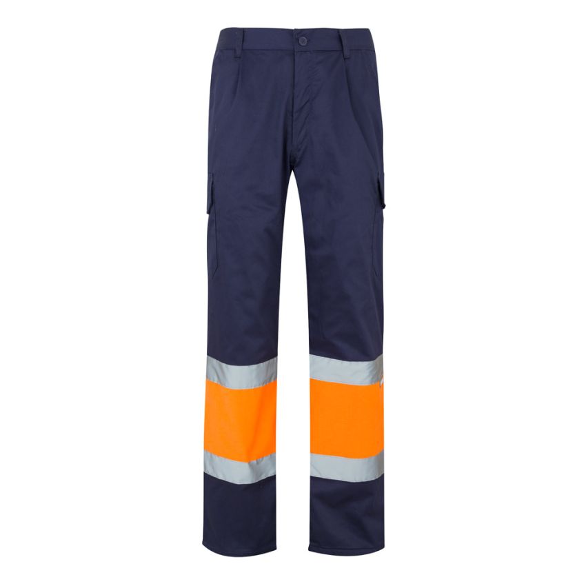 VL ATHENA Pantalones bicolor en sarga (210g/m²), forrados, multibolsillos, de algodón (20%) y poliéster (80%).