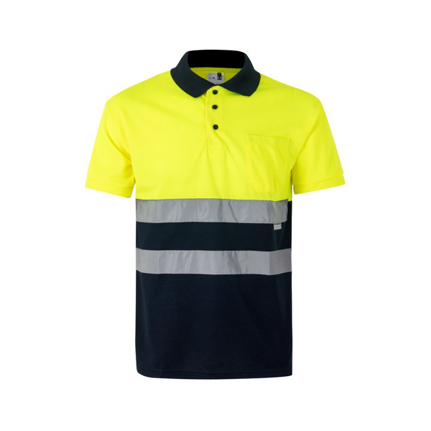 Polo bicolor bird-eye VL CUPID (160g/m²) de manga corta, en poliéster (100%).