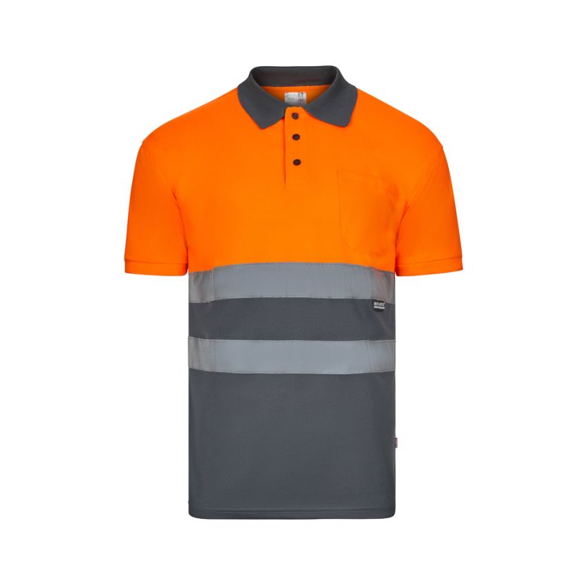 Polo bicolor bird-eye VL CUPID (160g/m²) de manga corta, en poliéster (100%).