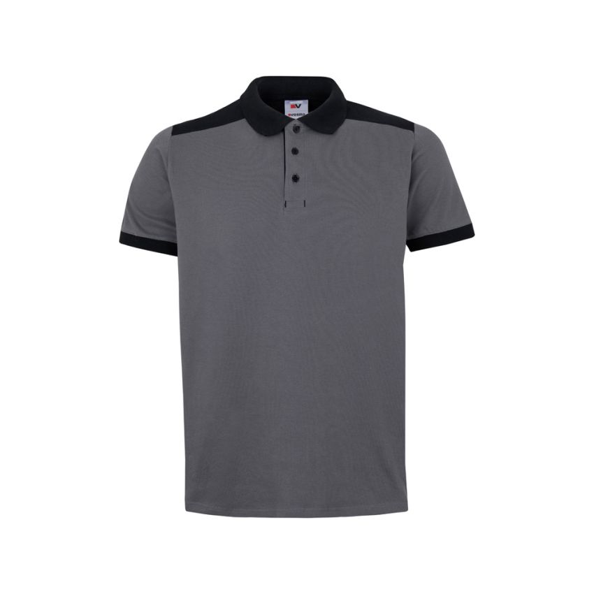 Polo piqué elástico bicolor VL VELES (200g/m²) de manga corta, en poliéster (96%) y elastano (4%).