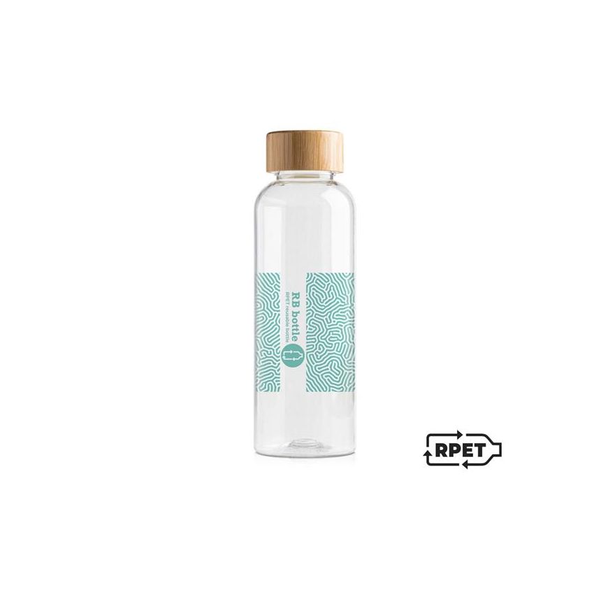Botella RB de RPET 500 ml con tapa de bambú