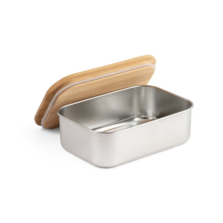 SHINO Fiambrera hermética de acero inoxidable con tapa de bambú 800 ml