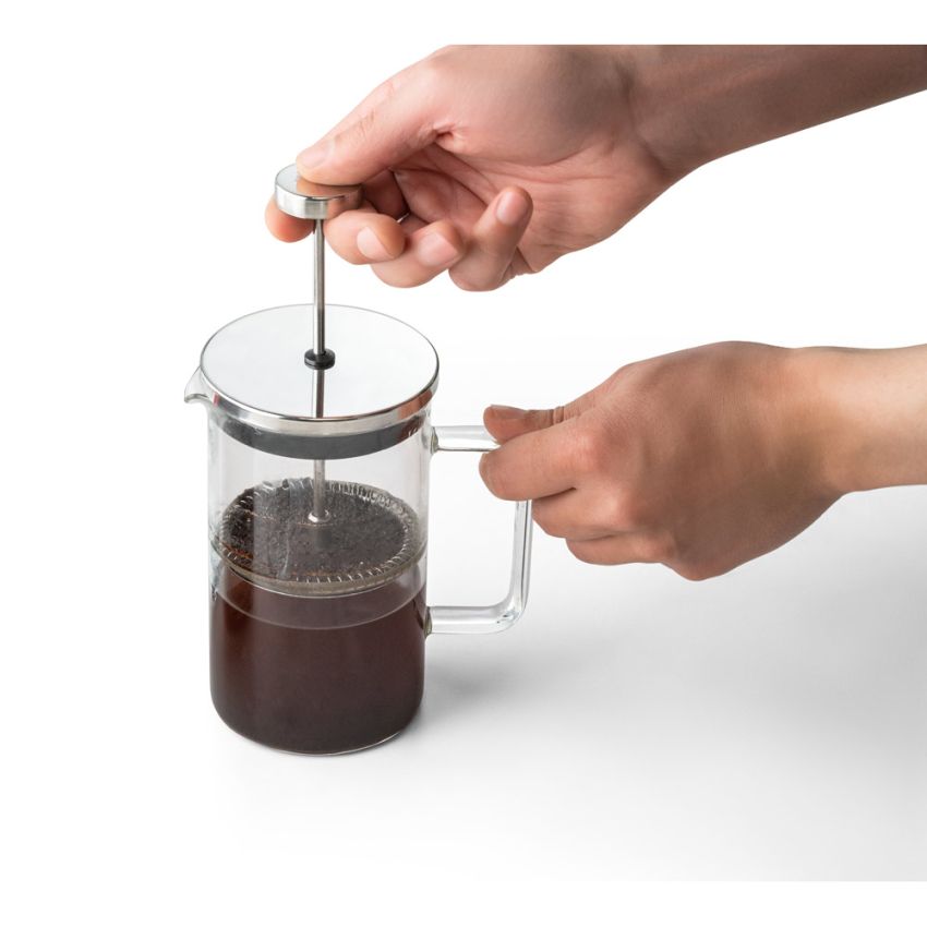 JENSON Cafetera de vidrio de borosilicato y acero inoxidable 600 ml