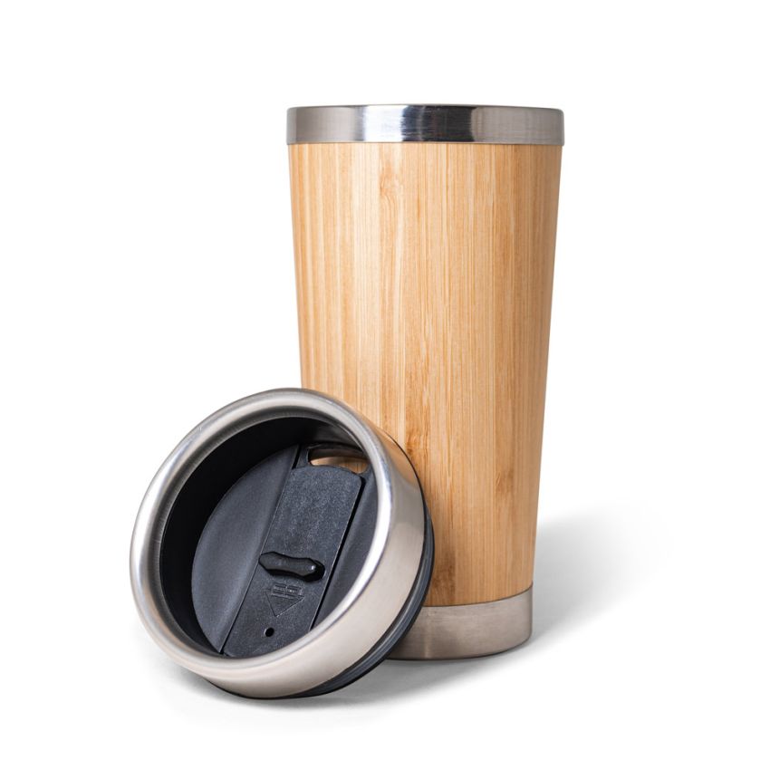 PIETRO Vaso de viaje de bambú y acero inoxidable 500 ml