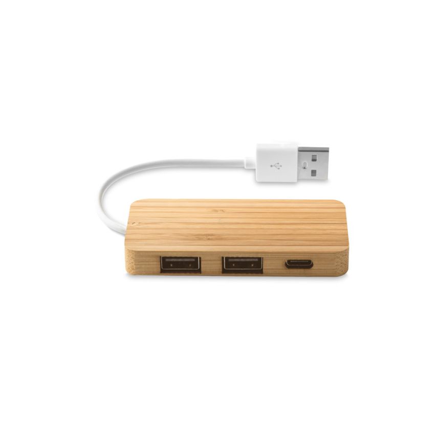 MOSER HUB con 2 puertos USB-A y 1 USB-C en bambú