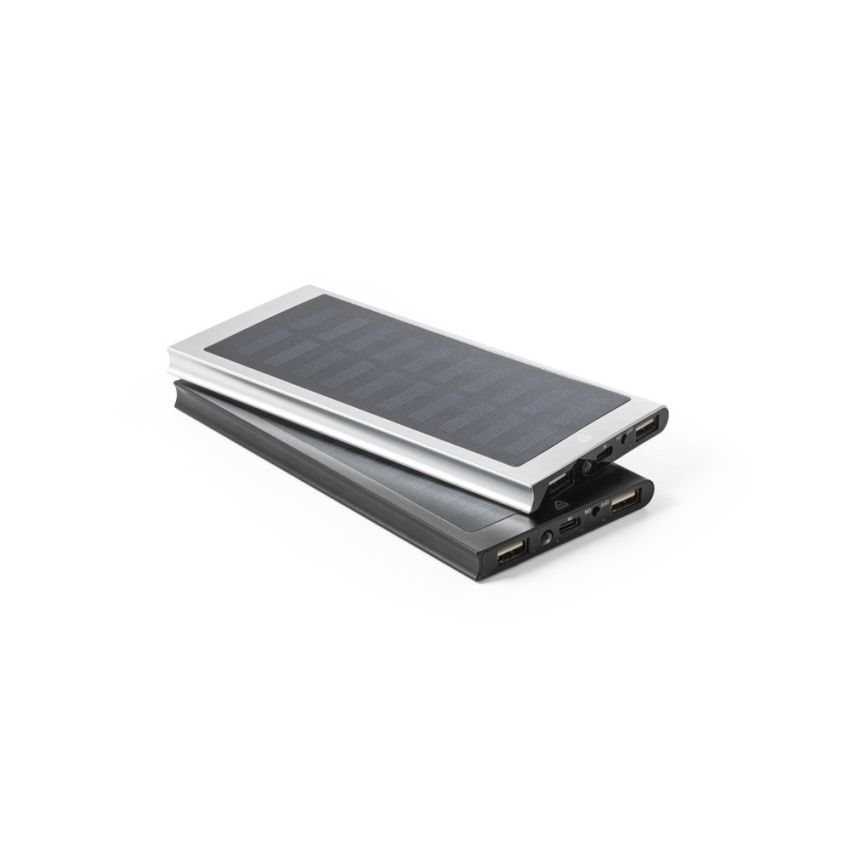 CLERK Power bank 8.000 mAh con panel solar de aluminio 100% reciclado