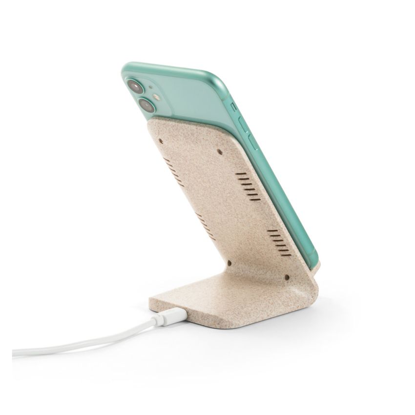 ENGLERT Suporte para smartphone com carregador wireless super rápido 10W em ABS reciclado (100% rABS) e fibra de palha de trigo