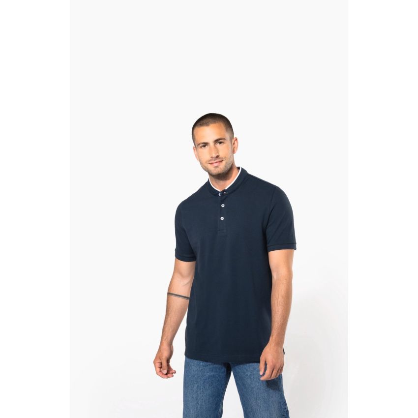 Polo de hombre de manga corta con cuello Mao