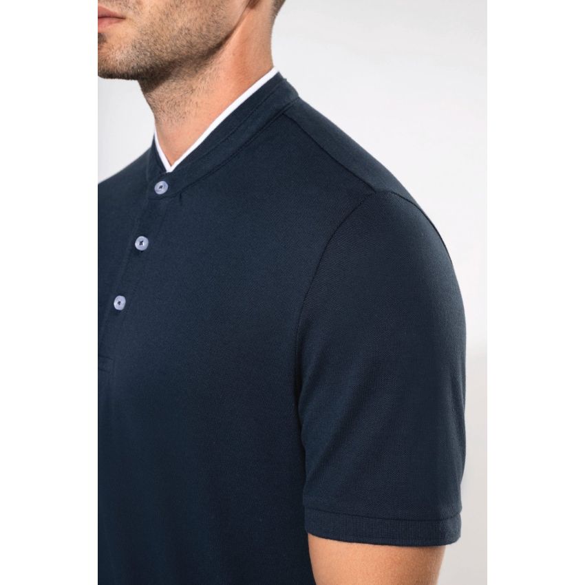 Polo de hombre de manga corta con cuello Mao