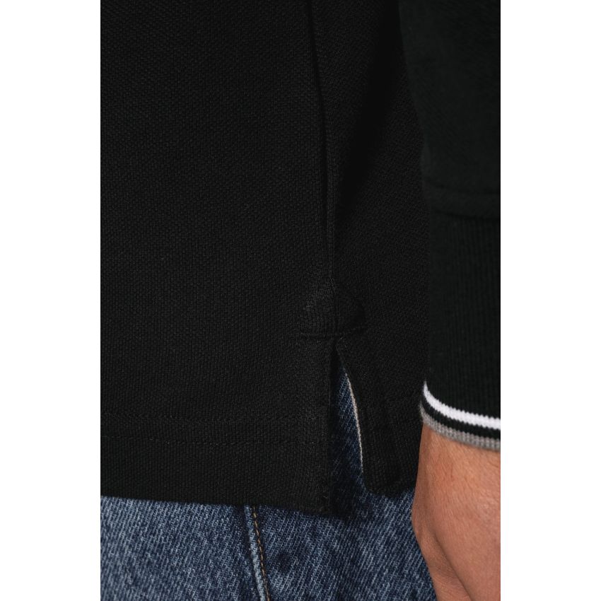 Polo de manga larga de hombre de punto piqué