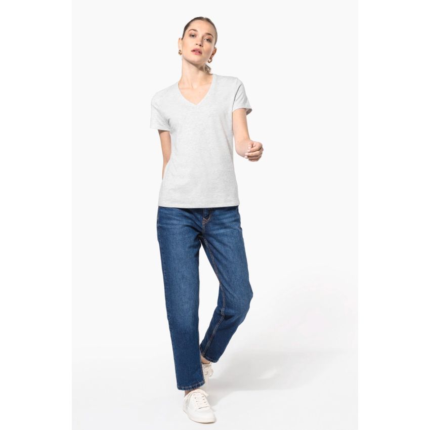 Camiseta de mujer de manga corta y cuello en V