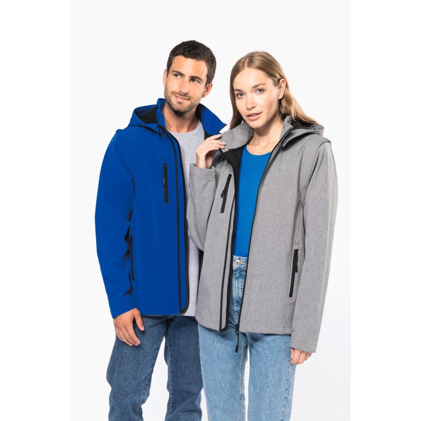 Chaqueta softshell 3 capas con capucha y mangas desmontables unisex