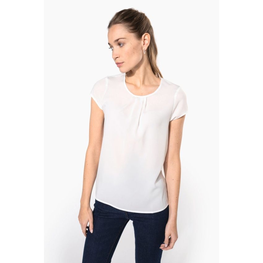 Blusa de mujer de crepé de manga corta